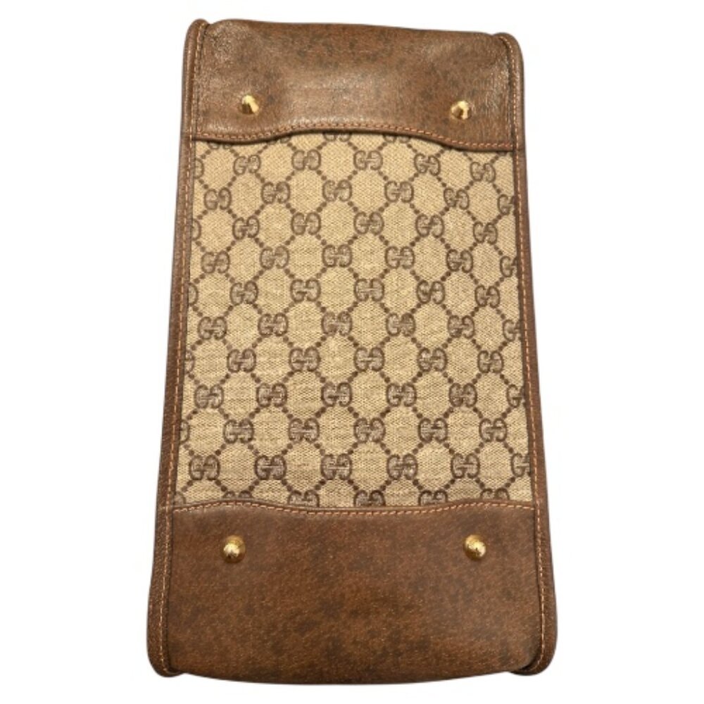 Vintage Gucci Doctor Style Frame Bag | GG Supreme Monogram | Brown Leather - Picture 4 of 9